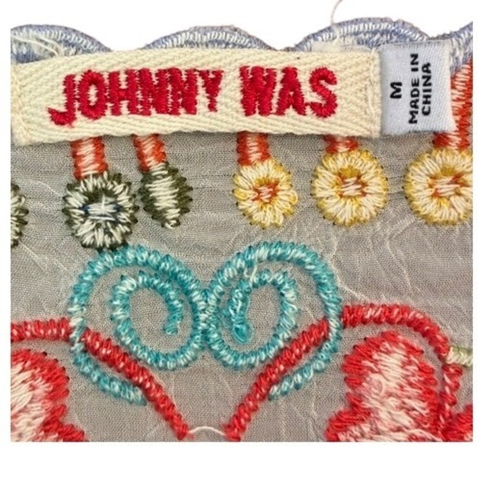 Johnny Was Tunic Top Women M White Excellent Embroidered Cupra Rayon MSRP $298. - Picture 4 of 8